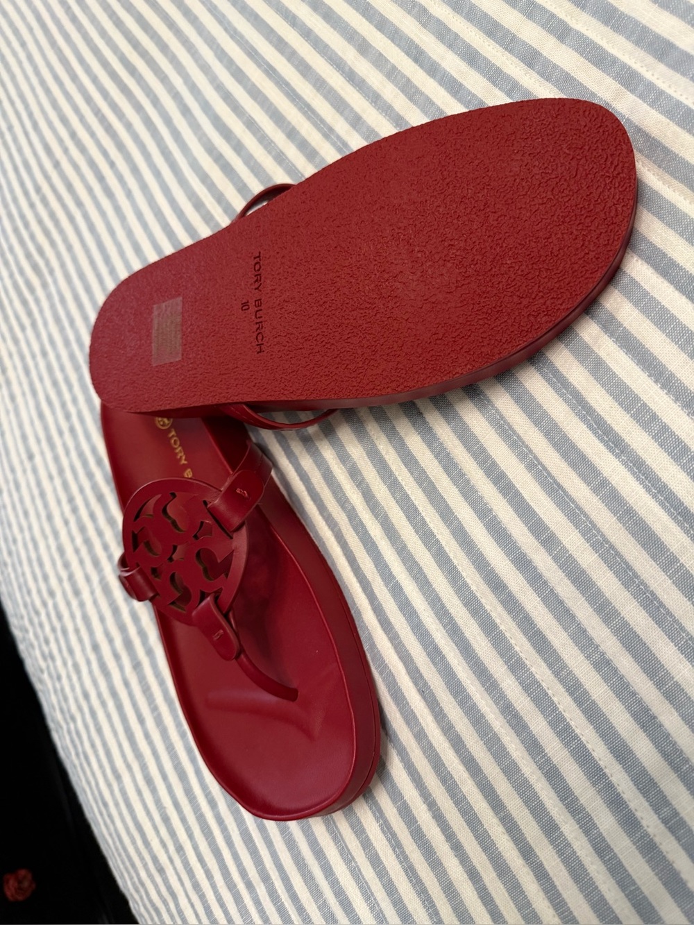 Tory Burch Cherry Red Miller Thong Sandals